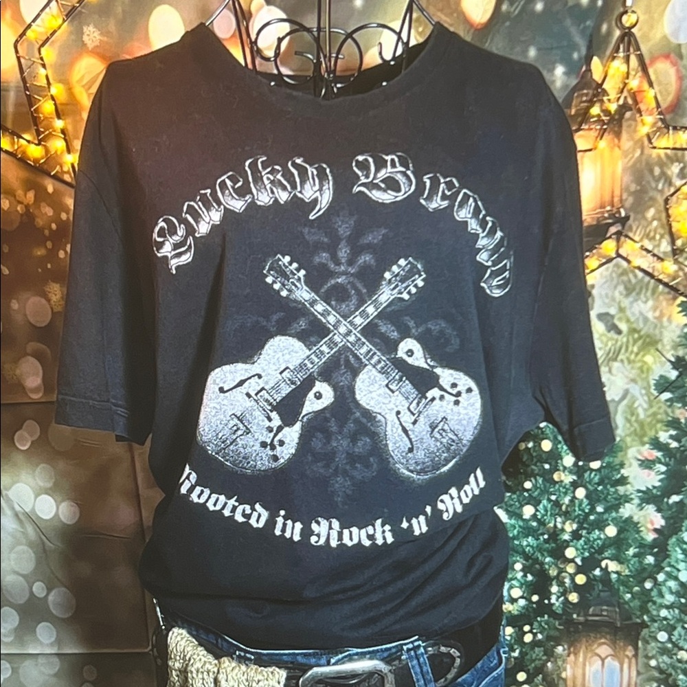👚 Lucky Brand Black Rock Graphic Tee — Black — Sz Large / N